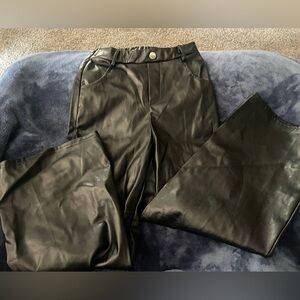SHEIN Black Faux Leather Trousers